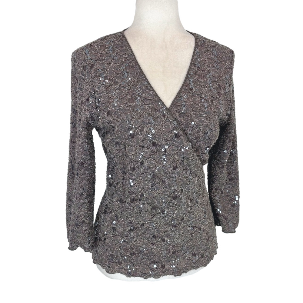 Joseph Ribkoff brown sequin top